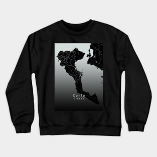 Corfu Greece Island Map dark Crewneck Sweatshirt